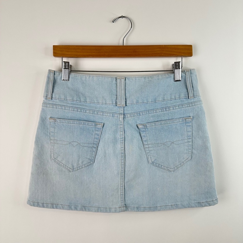 LEI Jeans Light Blue Denim Mini Skirt Y2K Low Rise Size 30 - Picture 2 of 8